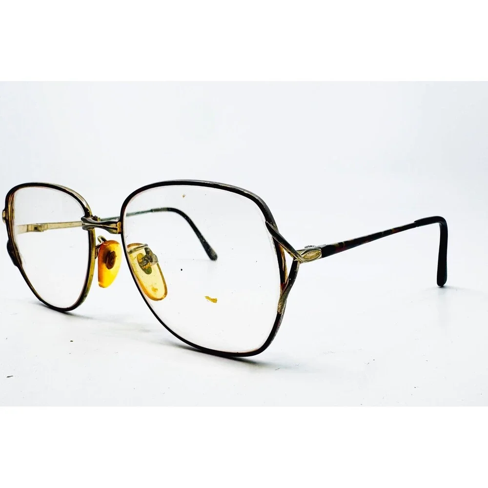 Unbranded Eyeglass Frames Women Gold Black Square Metal Vintage 54-16-135
